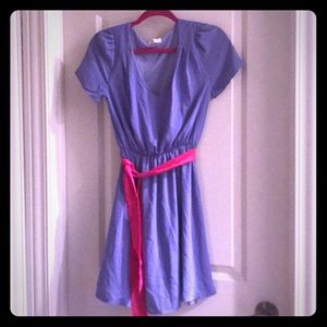 Purple dress with pink tie